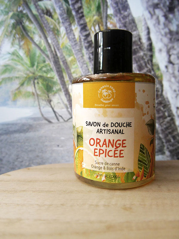 Savon liquide orange épicée au sucre de canne - Genesis Soap Guadeloupe